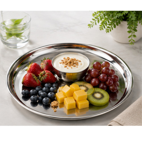 Stainless steel round serving - stainless,