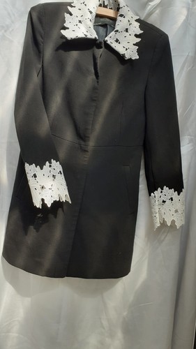 Zara black white lace trim