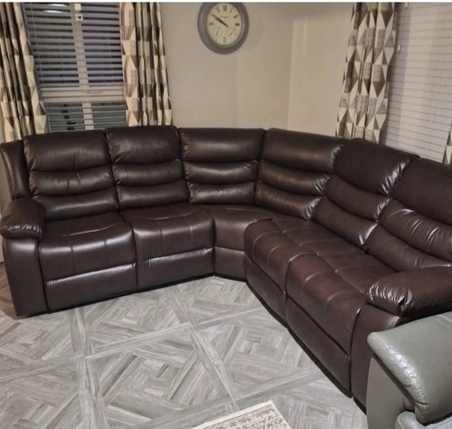 Brown leather corner sofa - brown,
