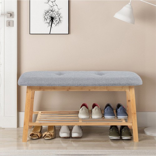 Tier wood shoe bench bamboo - shoe,