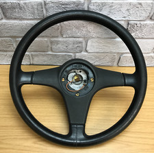 Genuine BMW Sport Black Leather 3 Spoke Steering Wheel. E30 E34 E28 E32 etc.  2C