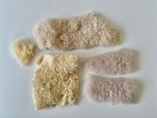 5 x REAL SHEEPSKIN rug pieces - suit 1:6 Barbie-scale dolls house interior