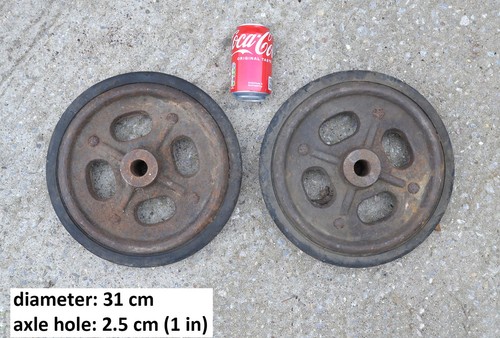 Pair iron wheels old - iron,