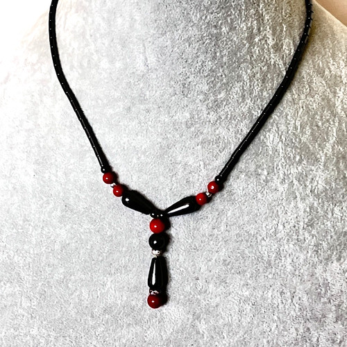 Drop hematite coral - y, bead