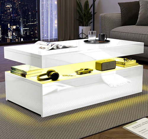 White high gloss coffee table - white,