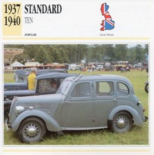1937-1940 STANDARD TEN Classic Car Photograph / Information Maxi Card