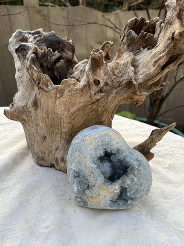 Celestite open heart geode - celestite,