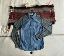 Levi's Selvedge Shirt S Chambray US Navy Deck Blue Black RARE LVC RRL-ish Army