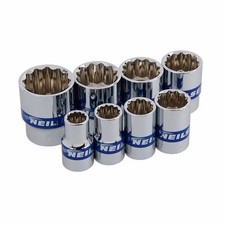 8PC WHITWORTH SOCKETS ON RAIL