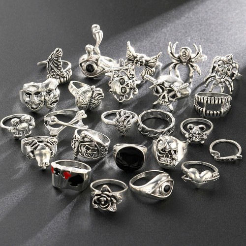 24pcs gothic rings - rings, men