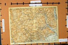 Original Old Vintage Print Map