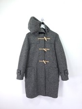 Gloverall Monty Duffle Coat Womens Small Grey Toggles Hooded Made in England