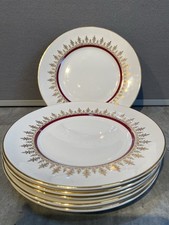 Gold Tiara Crown Essex Small Plates 22kt Gold Decorated Vintage x 6