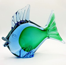 Murano Sommerso glass fish, blue & green Cenedese Seguso Style. Mid century. WSW