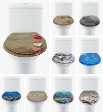 MDF Wooden Toilet Seat Novelty 3D Printed Design Stainless Steel Hinges Loo Seat