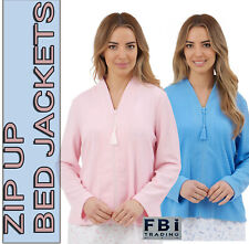 Ladies Bed Jacket Waffle  Tradional Summer Short Dressing Gowns Tops ZIP UP