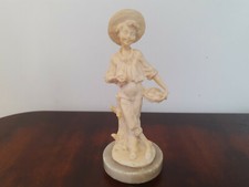Vintage Farmhand Sculpture Lady Figurine Old Rustic Style Ornament Small Statue