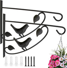 2 Pack 13" Heavy Duty Hanging Basket Brackets Wrought Iron Wall Mount Planter Ho