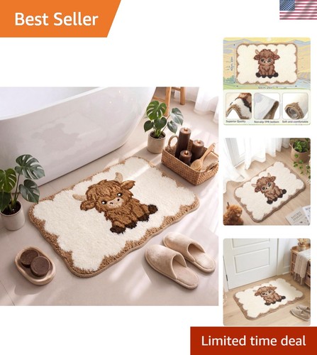 Highland cow bathroom rug - cow,