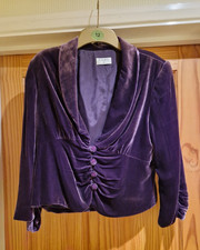 KALIKO STUNNING DEEP PURPLE VELVET & SILK HOURGLASS SUIT JACKET size  UK 12 