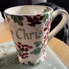 Emma Bridgewater Hawthorn Berries Cocoa Mug Personalised With ‘Chris’, Xmas Gift