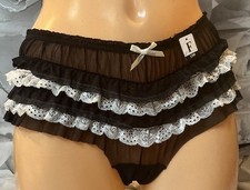 Woman’s CD TV sexy Black knickers Opaque Frilly Panties Briefs  Size 12/14
