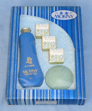 VINTAGE MORNY BLUE JASMINE GIFT SET SOAP BATH CUBES TALC 1970S