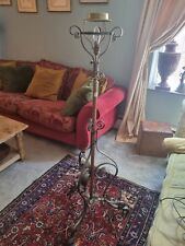 Antique converted Oil Lamp  wrought iron and copper standard floor lamp Working