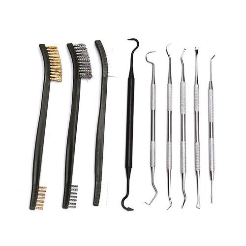 Gun cleaning brush and pick - and,