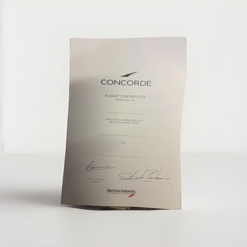 Concorde flight certificate - concorde,
