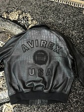 Avirex USA Crocodile Embossed Leather Bomber Jacket – Limited Edition