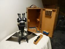 VINTAGE REYNOLDS & BRANSON PRIOR MICROSCOPE  NO-29135 CASED WITH LENSES