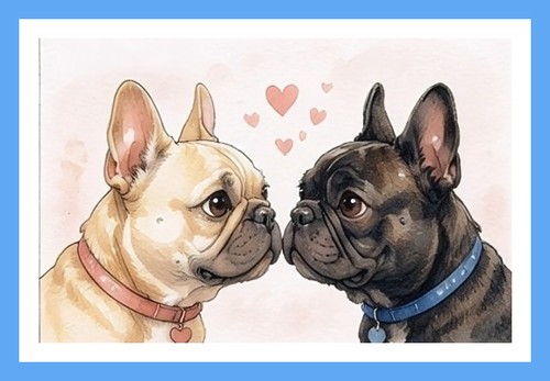 French bulldogs greeting - french,
