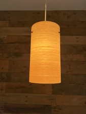 VINTAGE 9" CREAM 60'S 70'S SPUN FIBREGLASS PENDANT LIGHT LAMP SHADE RETRO MCM