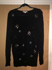 Belle Vere Notte Black Embellished diamonte Jumper Size Large