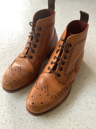 Loake tan brogue boots - brogue,