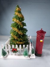 Doll's House - 1:12 - Christmas Village Scene - Large tree, Postbox, fencing....