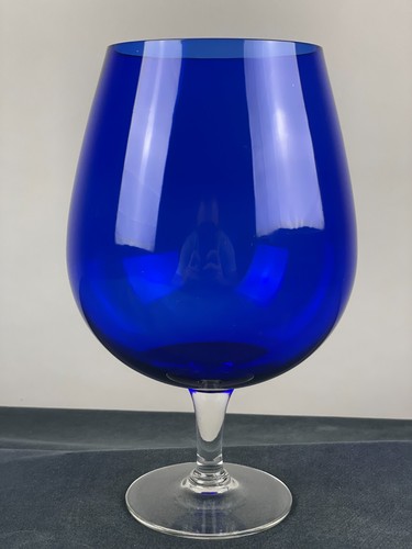 Large cobalt blue glass goblet - cobalt,