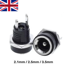 2.1mm / 2.5mm / 3.5mm Round Panel Mount Socket DC Power Connector Jack Plug UK