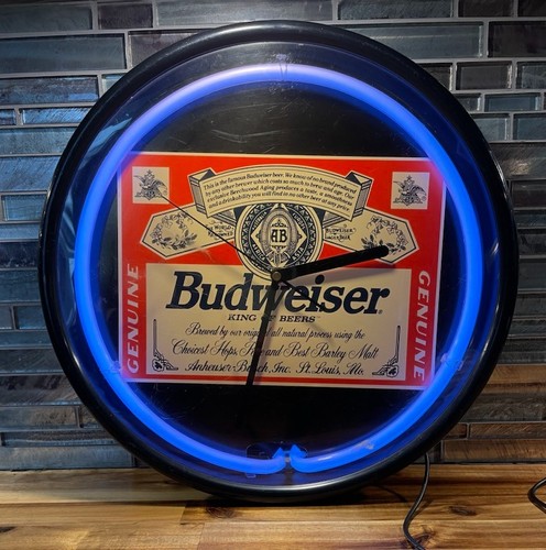 Budweiser neon wall clock - 15",