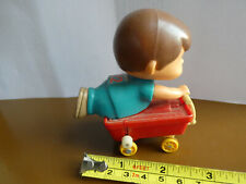 VINTAGE TOMY WIND UP KID A LONG BOY WITH WAGON