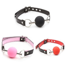 Quality Soft Rubber Ball Gag Metal Stick PU Leather Belt