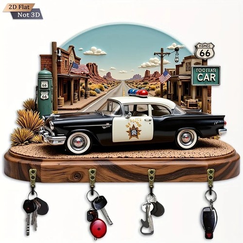 Police car key - car, wall