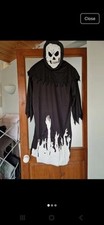 Grim Reaper Costume With Gloves And Scythe.