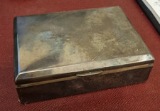 Vintage Large Silver Plated State Express Cigarette Box Wood Lined Inner