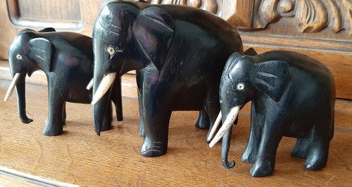 Antique ebony elephants - 3,