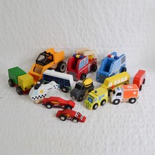 Bundle Wooden Toys x13 Cars Fire Engine Lorry Police Cars Helicopter Bus