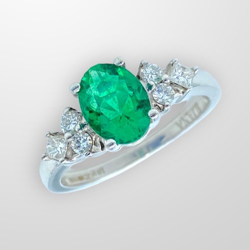 Gold ring emerald diamond - ring,