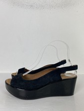 Hobbs Navy Suede Leather Wedge