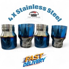 4x Stainless Steel Half Blue